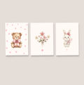 Juego de 3 postales Conejo y oso