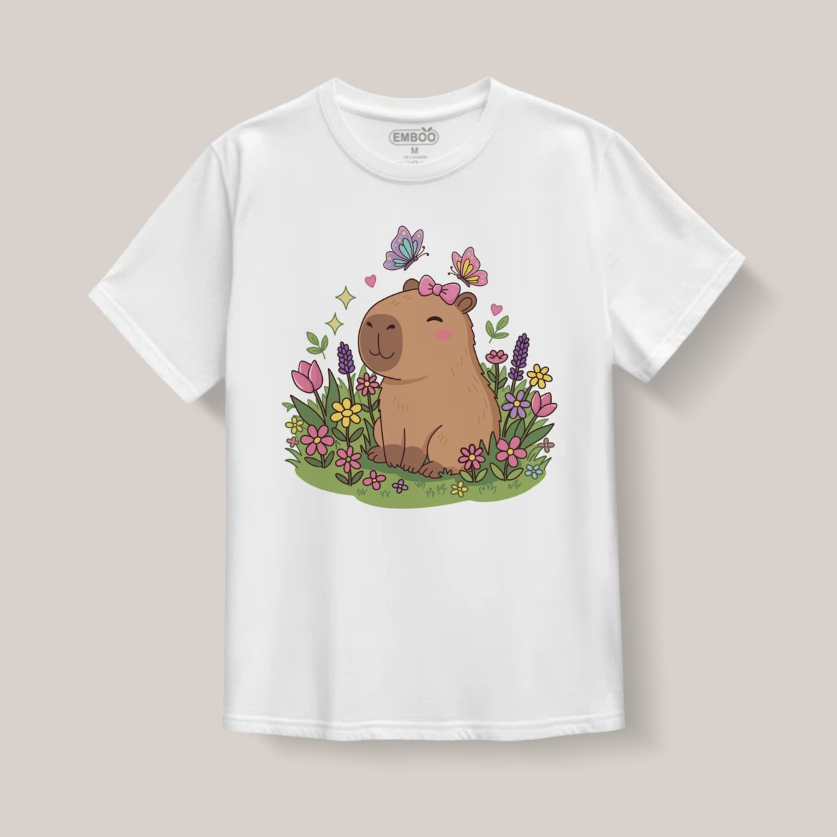 camiseta_capibara_flores_blanco_1