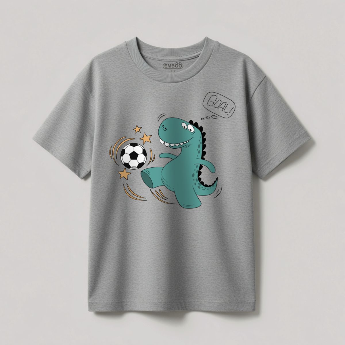 camiseta_dino_juega_al_fútbol_gris_1