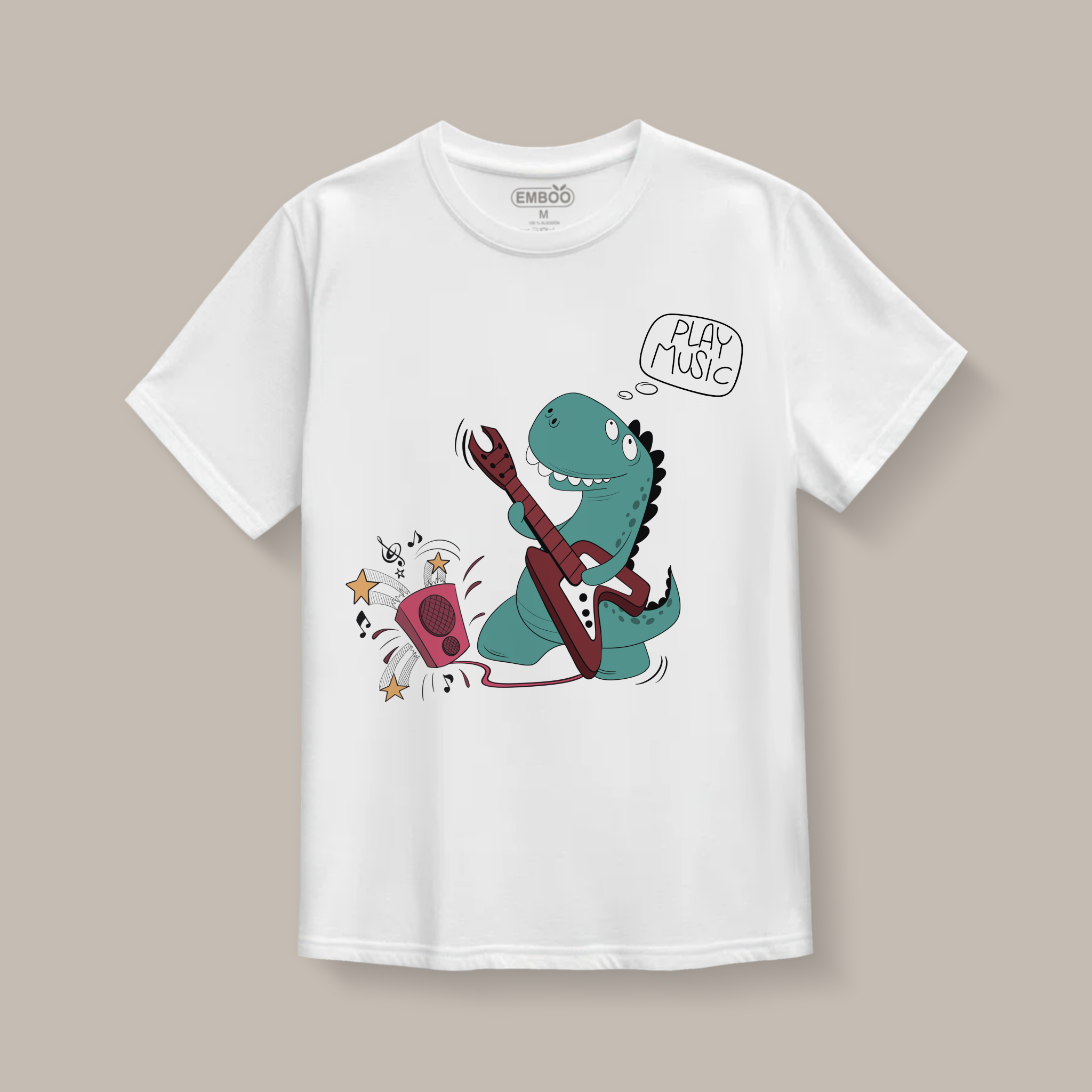 Camiseta Dino toca la guitarra